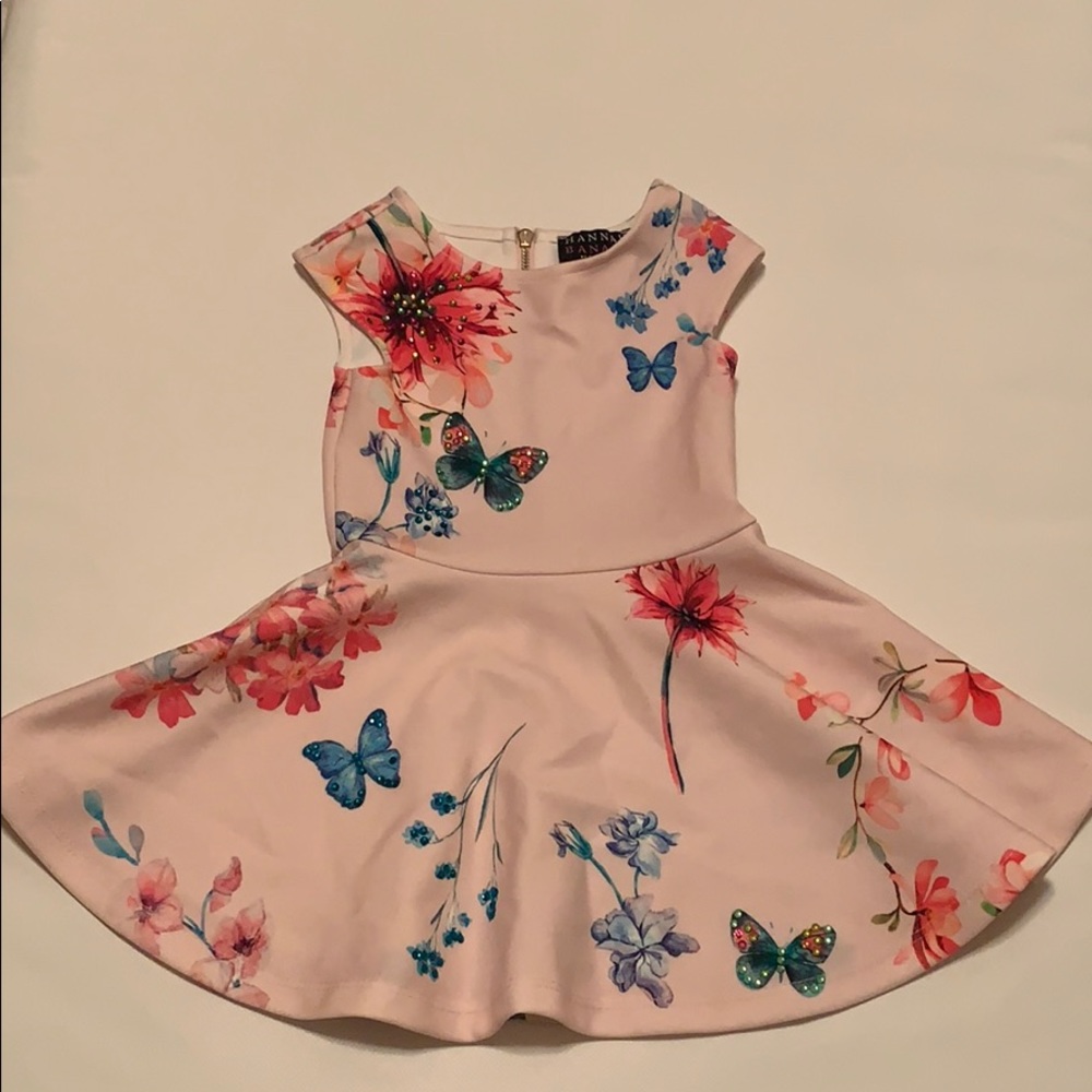 Pink dress with butterflies and flowers